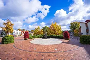 Lietuva Prints: Colorful autumn landscape panorama at Birstonas resort