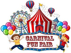 Jolly Prints: Colorful carnival funfair banner illustration