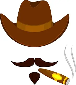 Barber Prints: Colorful cartoon smoking cowboy avatar