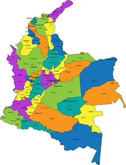 Colombia Prints: Colorful Colombia political map with clearly labeled