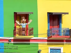 La Boca Prints: Colorful facade near Caminito street in La Boca neighborhood in Buenos Aires