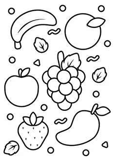 Kids Activity Prints: Colorful fruit coloring pages. Children's activity