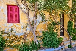 Images Dated 7th September 2017: Colorful houses in Anafiotika quarter under the Acropolis, Athens, Greece