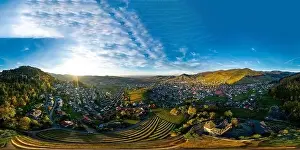 Clearness Prints: Colorful landscape 360-degree panoramic aerial view of little village Kappelrodeck in Black Forest mountains