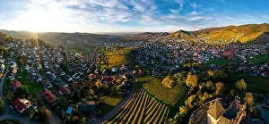Clearness Prints: Colorful landscape aerial view of little village Kappelrodeck in Black Forest mountains
