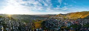 Clearness Prints: Colorful landscape aerial view of little village Kappelrodeck in Black Forest mountains