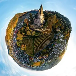 Clearness Prints: Colorful landscape aerial view of little village Kappelrodeck in Black Forest mountains