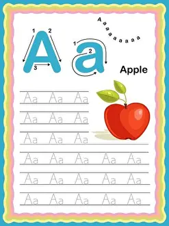 Colorful letter A Uppercase and Lowercase Tracing alphabets start with Vegetables and fruits daily writing practice worksheet, printable A4 size - Col