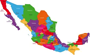 Contour Prints: Colorful Mexico map