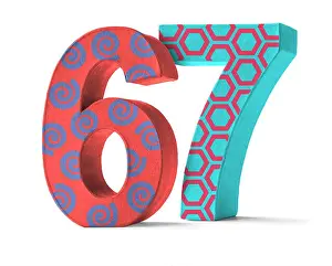 colorful number of cardboard - number 67