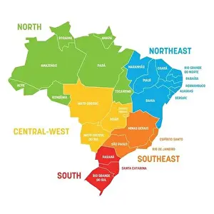 Rio De Janeiro Prints: Colorful political map of Brazil