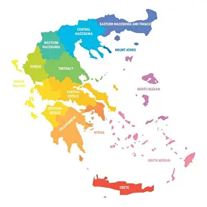 Caption Prints: Colorful political map of Greece