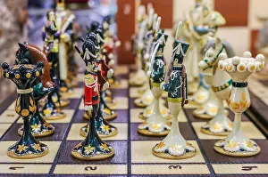 Chess Prints: Colorful retro traditional Russian hand carved