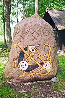 Red Rock Prints: Colorful runestone in Norway