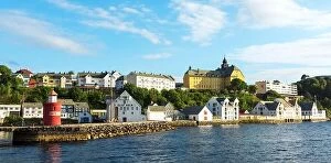 Images Dated 14th July 2017: Colorful scene in Alesund port town on western coast of Norway