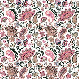 Paisley Prints: Colorful seamless pattern with fantasy flowers and decorative elements