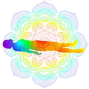 Flexible Prints: Colorful silhouette yoga posture