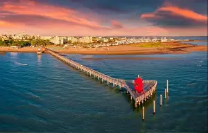 Splendid Prints: Colorful summer view from flying drone of Lignano Sabbiadoro town