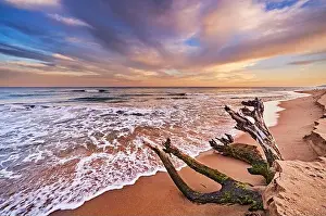 Colorful sunset on the Black Sea, Kamchia beach, Bulgaria