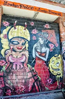 Western Australia Prints: Colorful urban art and youth tagging in downtown historic Fremantle, Western Australia