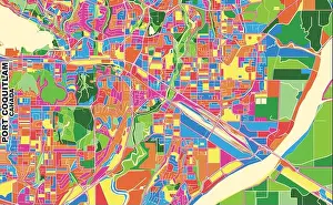 Creative Vector Vectors Prints: Colorful vector map of Port Coquitlam