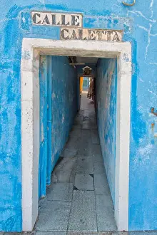 Green Home Prints: colorful walls of Burano Venice on sunny day: Calle Caletta