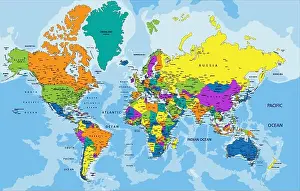 Big Blue Prints: Colorful World political map with clearly labeled, separated layers. Vector illustration