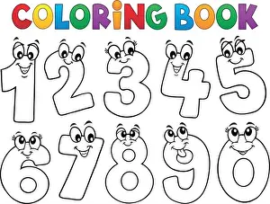 Coloring book cartoon numbers set 1 - eps10 vector illustration