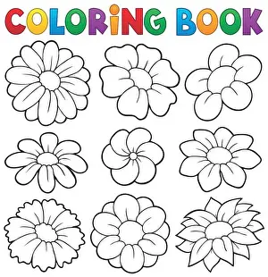 Eps10 Prints: Coloring book with flower theme 8