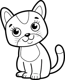 Coloring Pages Prints: Coloring book or page for kids. Cat black and white vector illustration