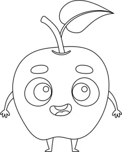 Quiz Prints: Coloring page funny apple. Coloring book for kids