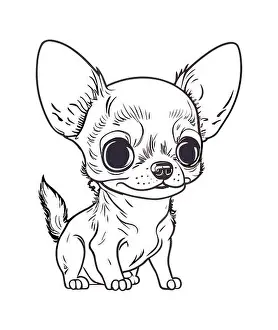 Childish Prints: Coloring Page Outline Of cartoon cute Chihuahua puppy