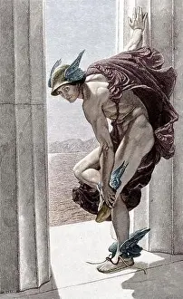 Mercury Prints: Colorized historical illustration of the Ancient Roman god Mercury