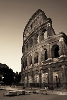 Colosseum Prints: Colosseum at night in Rome Italy black and white