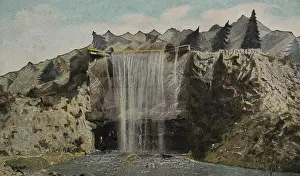 Rising Prints: Colour postcard, dated 1907, of the artificial Niagara Waterfall at the River Caves water ride