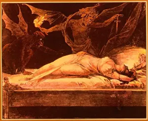 Colour print [19th century?] after a painting by Georg Kininger, The Dream of Queen Eleanor, 1795
