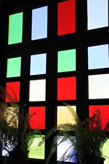 Cyclades Prints: Coloured glass window panes in Anastasi Church