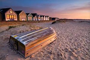 Beach Huts Prints: Colourful Beach Huts at Mudeford Sandbank, Dorset