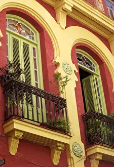 Cuban Prints: colourful buildings at Havana, Cuba, West Indies, Caribbean, Central America