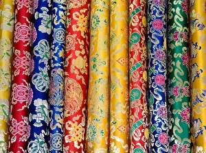 Tibetan Prints: Colourful tibetan silk textiles