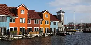Groningen Prints: Colourful waterfront houses at the Reitdiephaven (Reitdiep Marina) in Groningen