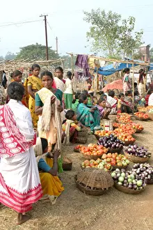 Earrings Prints: Colourful weekly Dongria Kondh market.Orissa, India