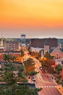 Columbia, Missouri, USA downtown city skyline at twilight
