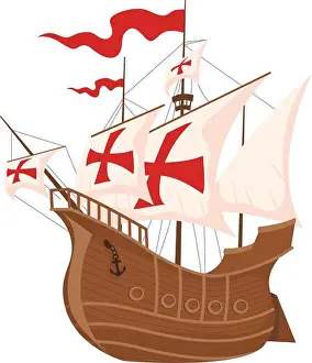 Christopher Prints: columbus wooden caravel ship icon