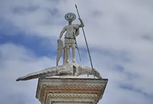Venezia Prints: Column of San Todaro with Crocodile Saint Theodore on the Piazzetta San Marco Square
