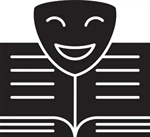 Comedian Prints: Comedy black icon, vector sign on isolated background. Comedy concept symbol, illustration