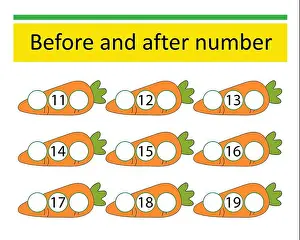 Skills Prints: What comes Before and After. Math worksheets for kids. Number range up to 20
