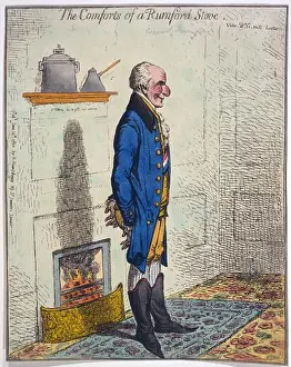 Fireplace Prints: The Comforts of a Rumford Stove, 1800