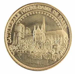 Organs Prints: Commemorative medal: Notre Dame de Paris cathedral; Large organs Money of Paris