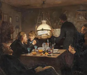 Time Of Day Prints: Company in evening lighting, 1886